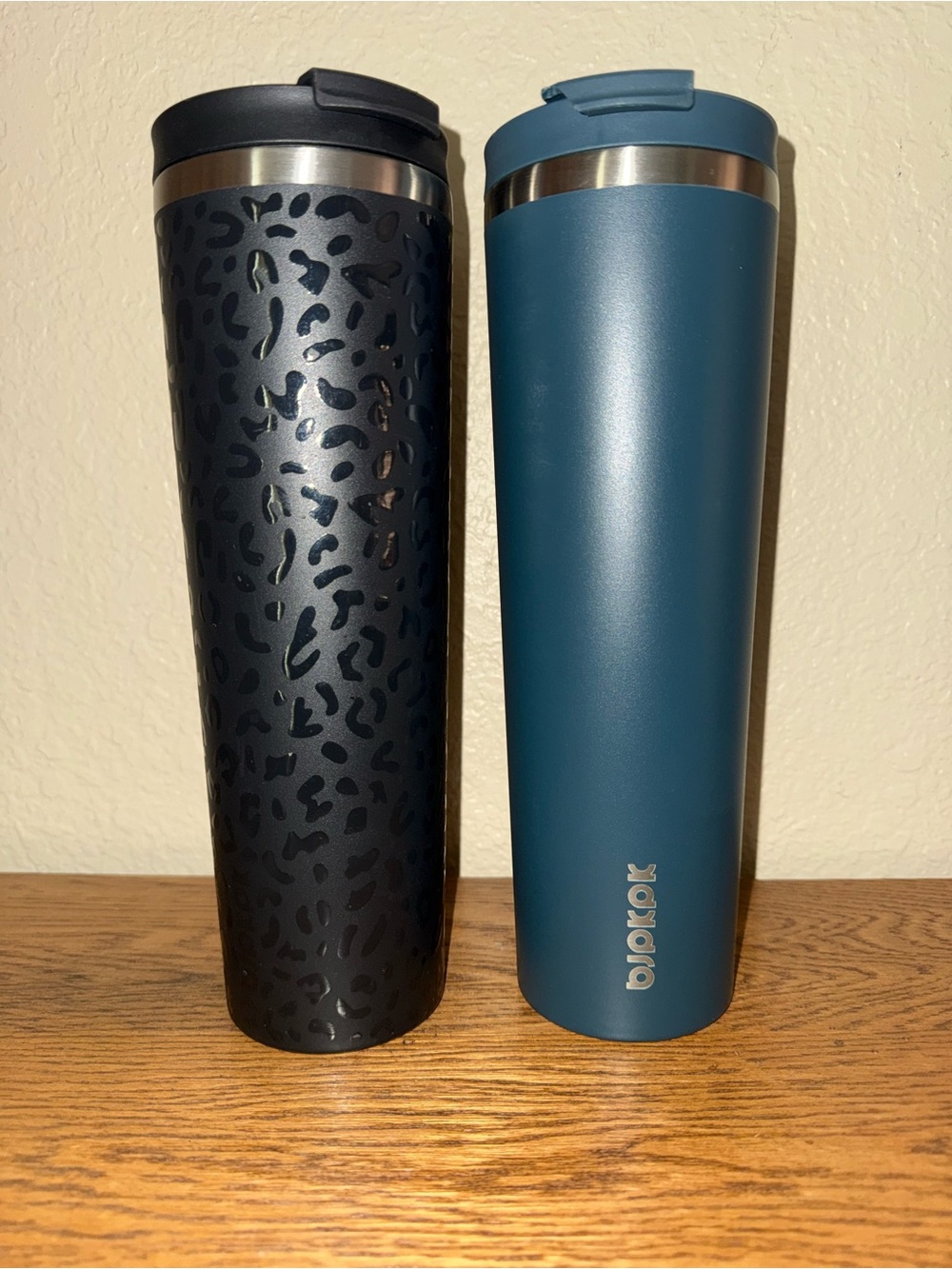 Bodum 34oz Teal and Black Leopard Print Stainless Steel Travel Tumblers